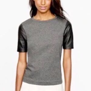 J. Crew leather sleeve t shirt